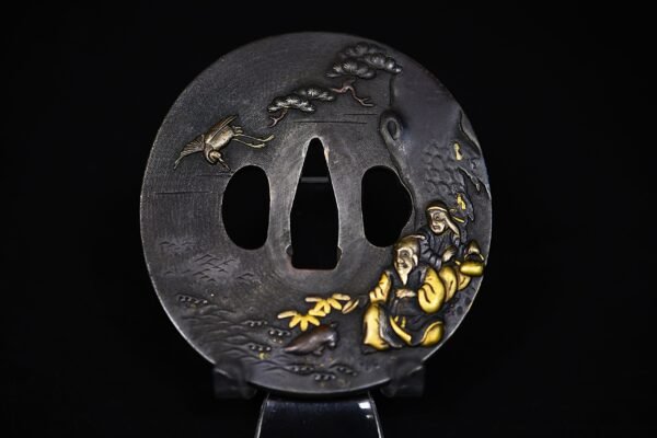 Marugata shakudo folklore tsuba
