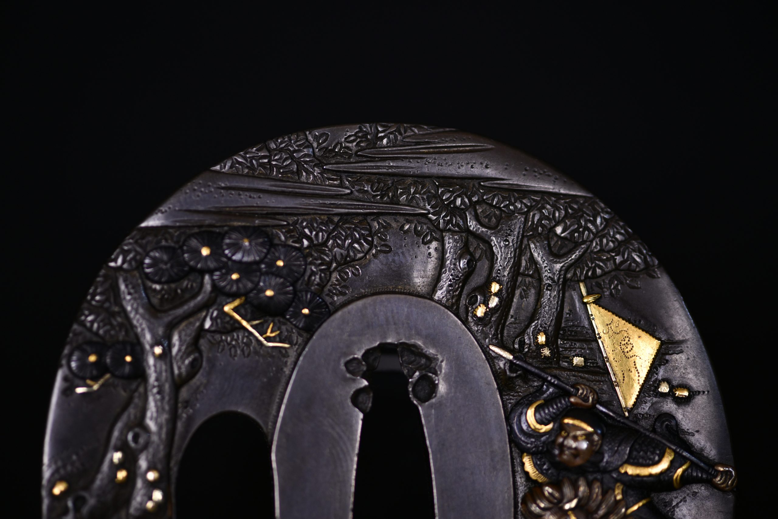 Marugata shibuichi tsuba samurai NBTHK hozon