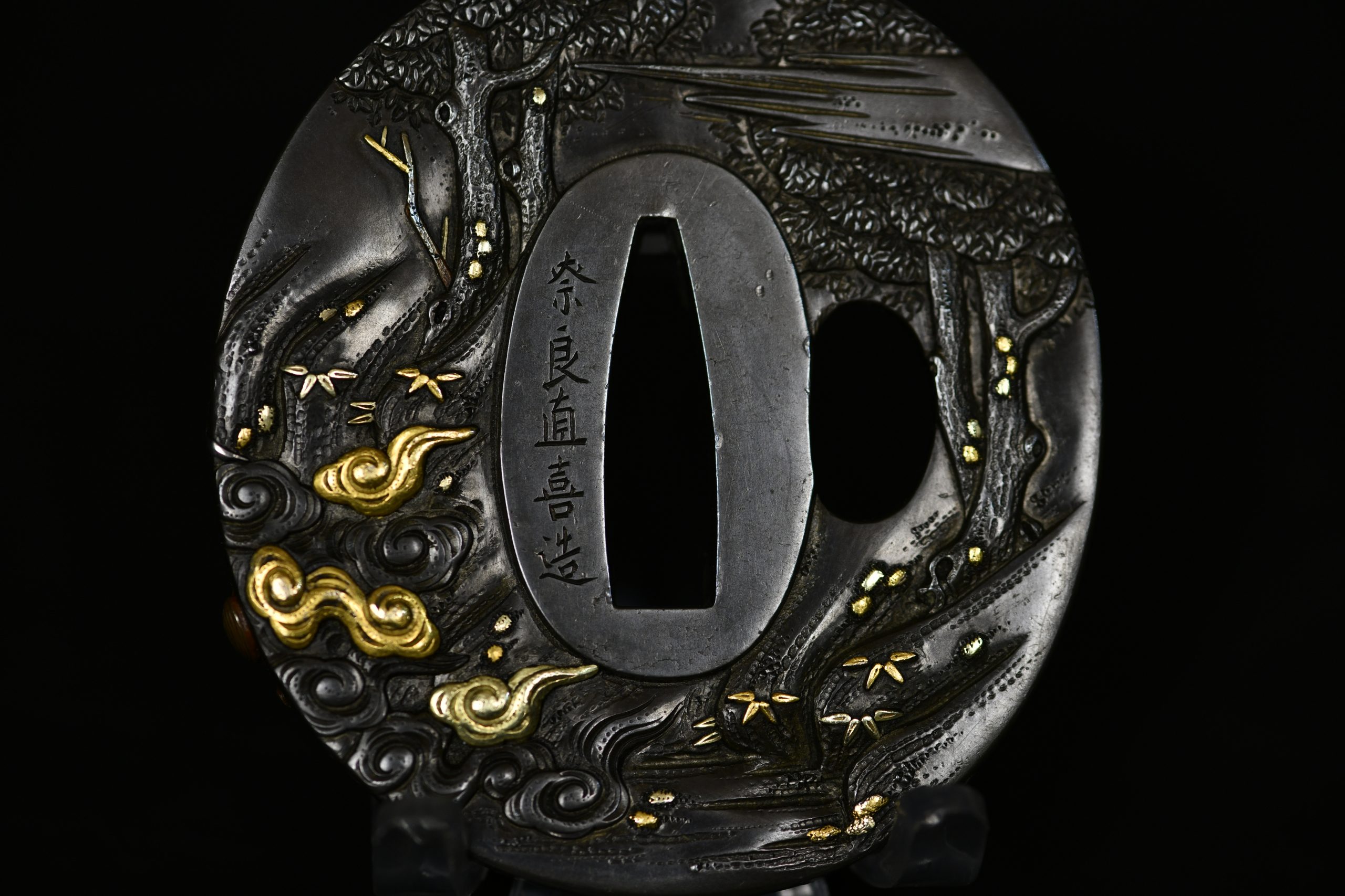 Marugata shibuichi tsuba samurai NBTHK hozon