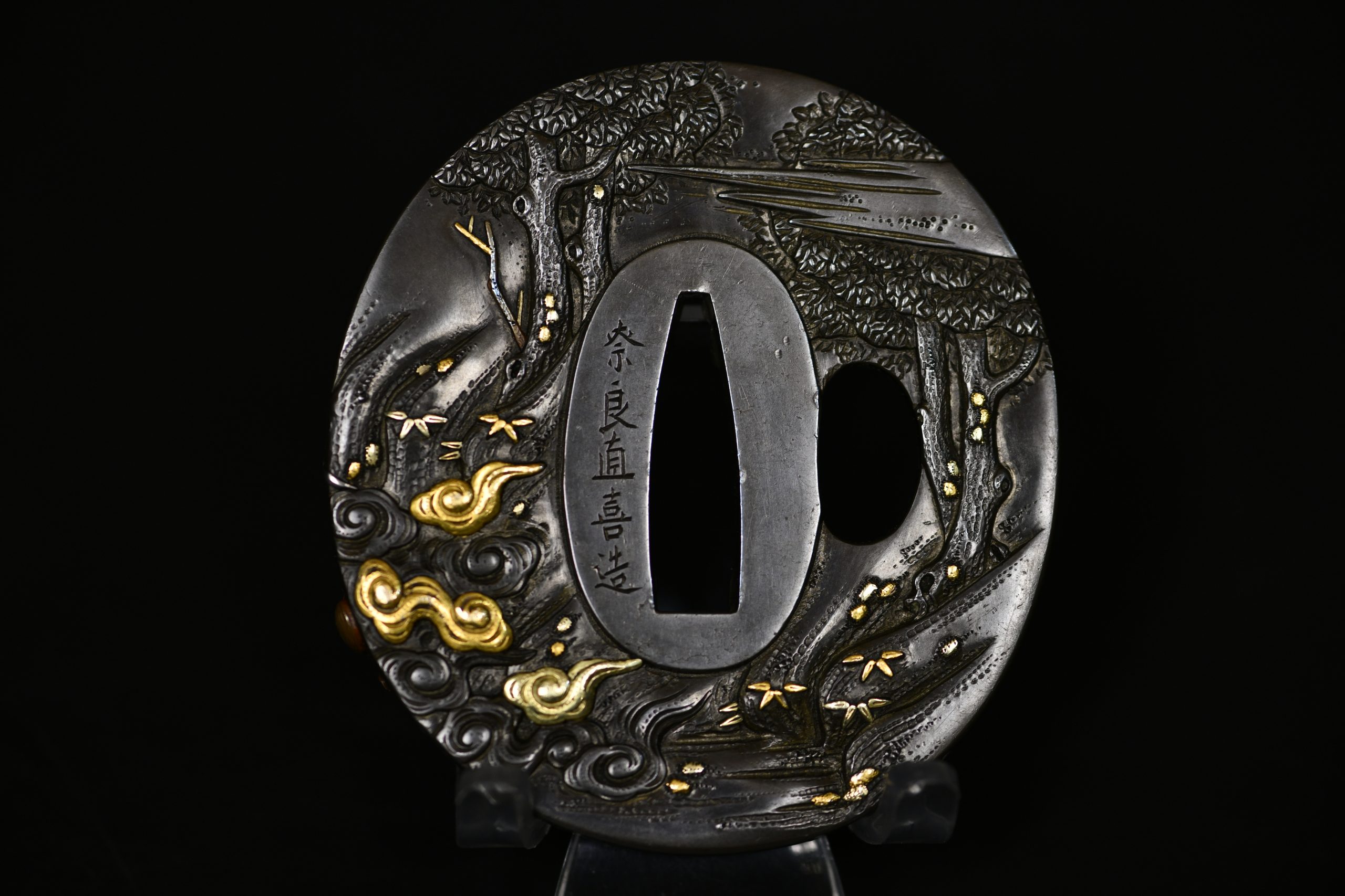 Marugata shibuichi tsuba samurai NBTHK hozon