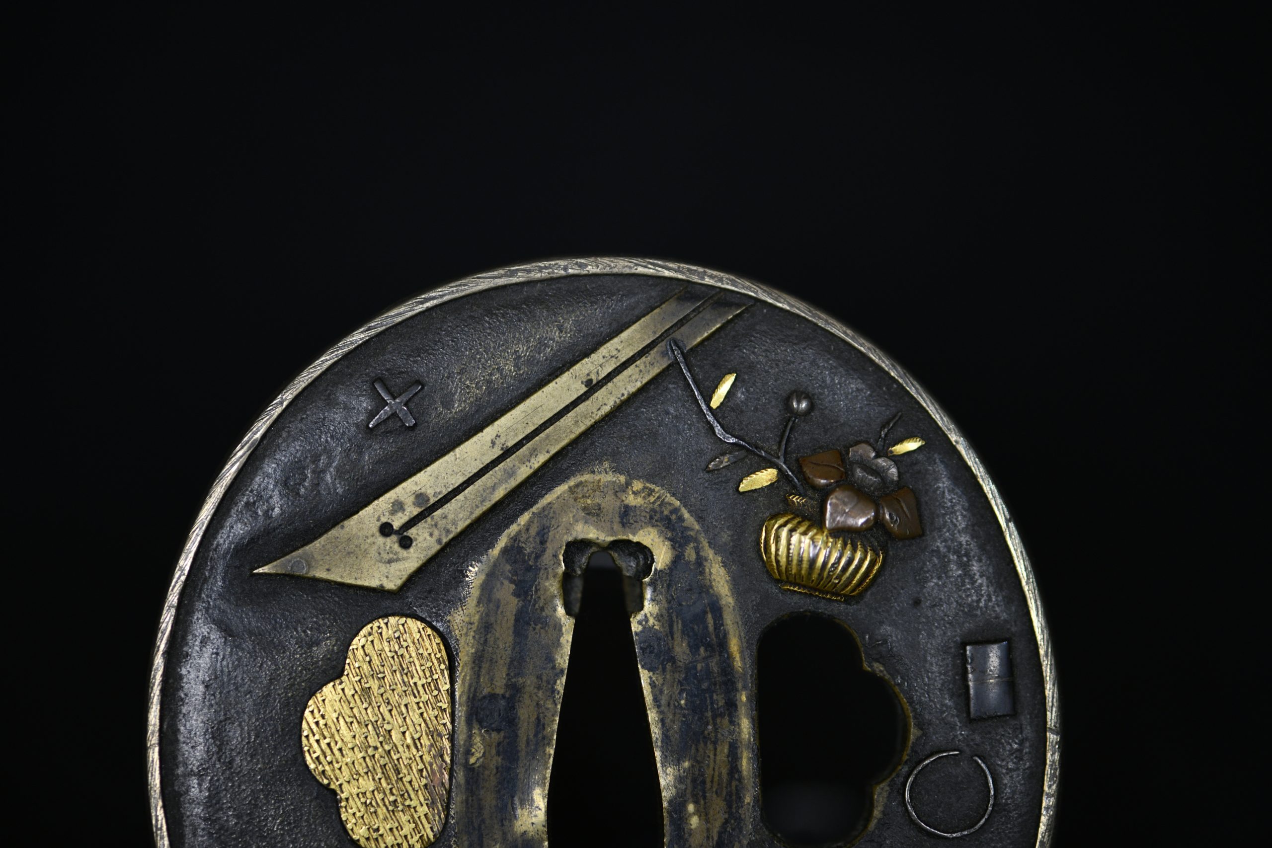 Marugata shakudo folklore tsuba - Image 95