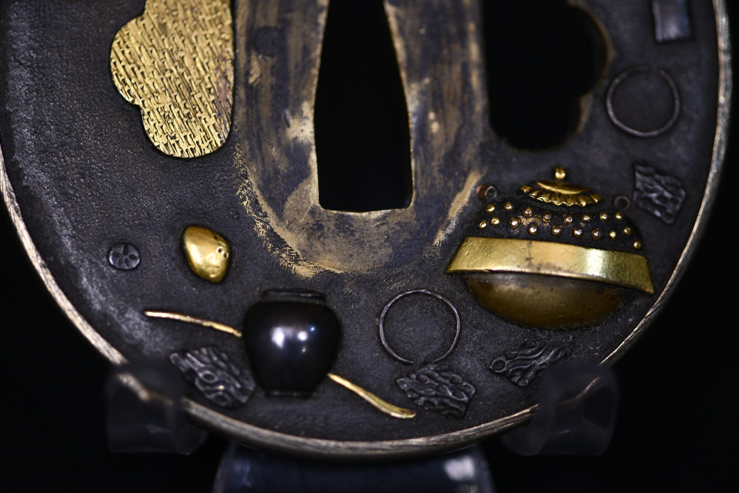Marugata shakudo folklore tsuba - Image 98