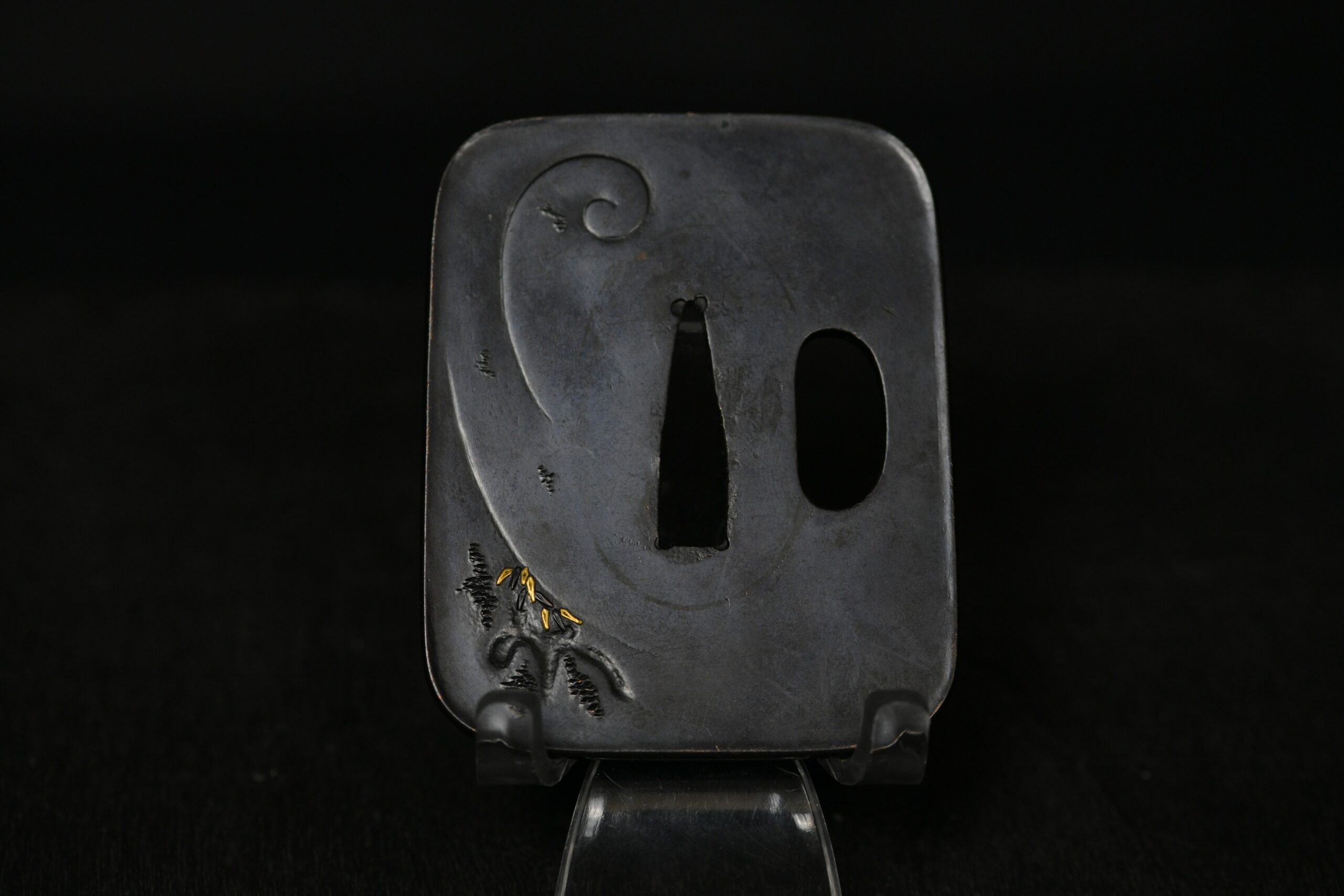 Aorigata shakudo tiger tsuba