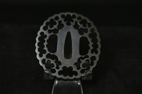Kikugata shakudo openwork tsuba