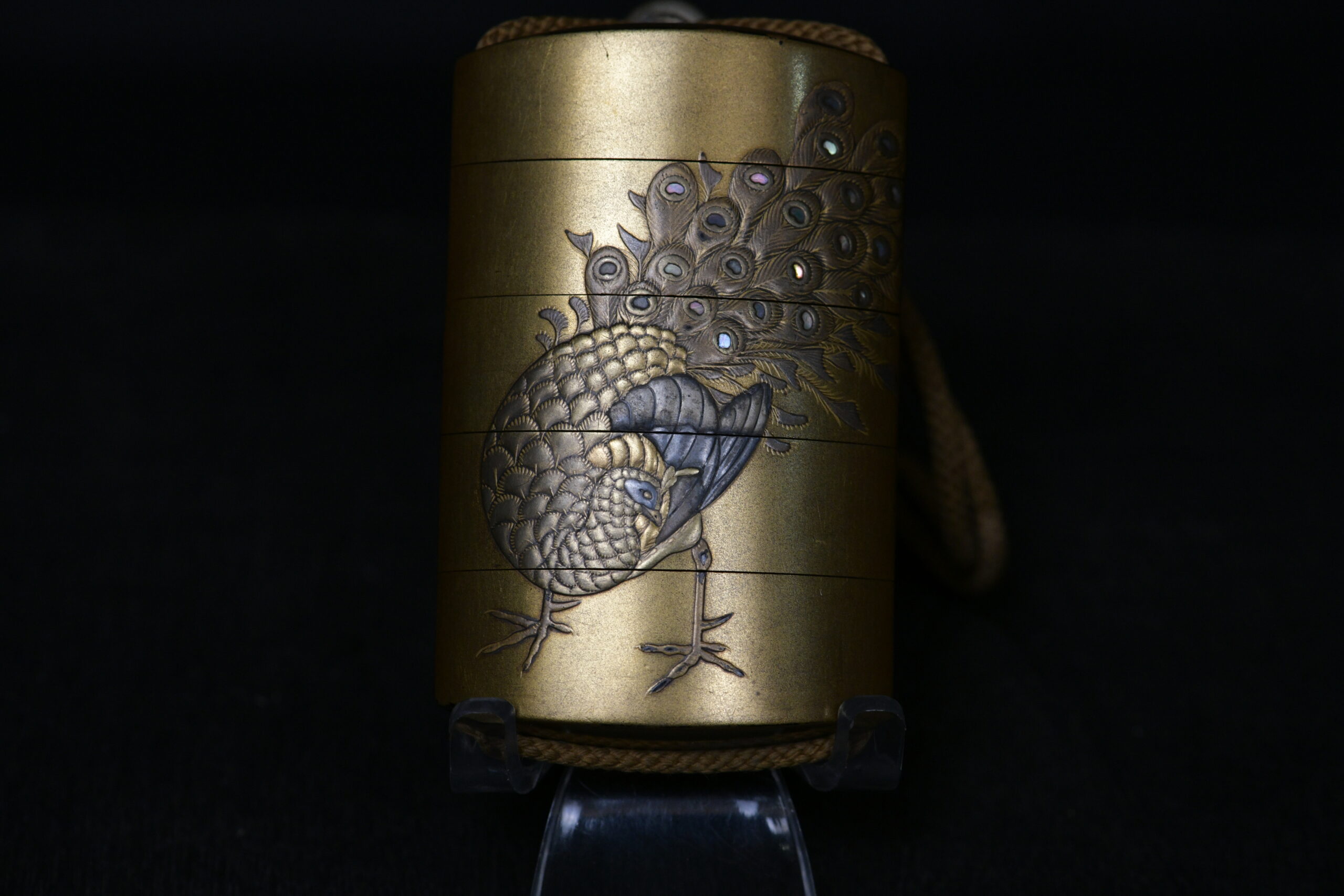 Inro Makie shibayama peacock