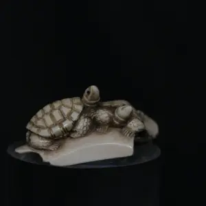 Okimono turtle family ivory