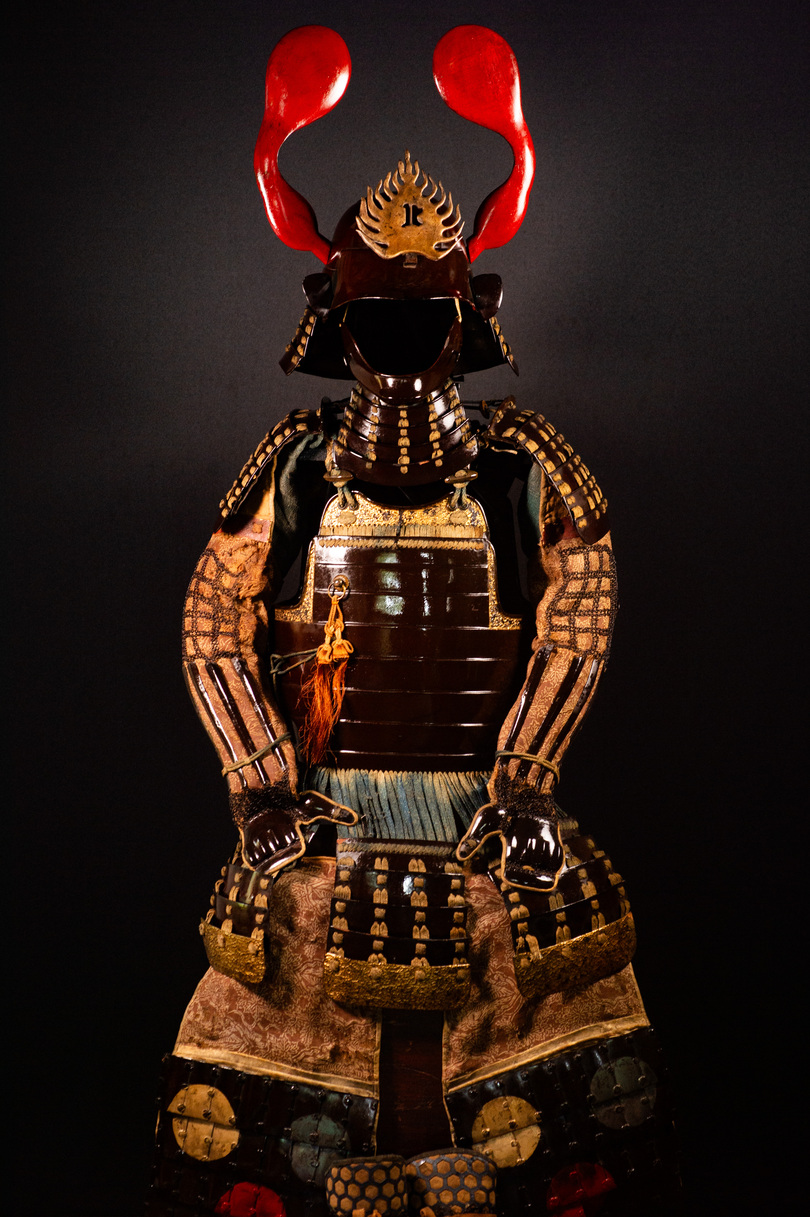 Edo Samurai Armor with Red Kuwagata
