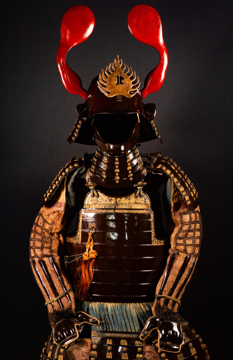 Edo Samurai Armor with Red Kuwagata