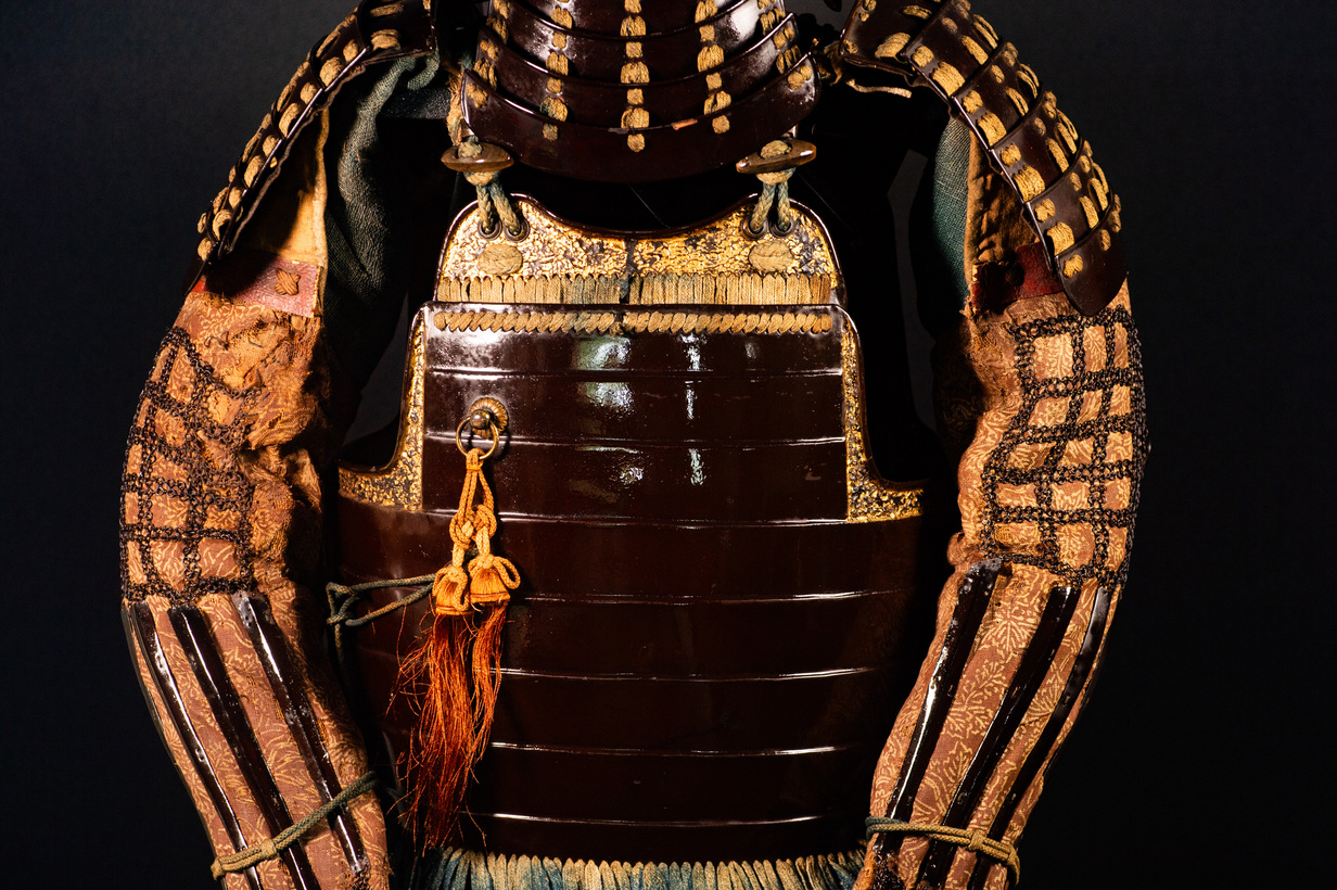 Edo Samurai Armor with Red Kuwagata