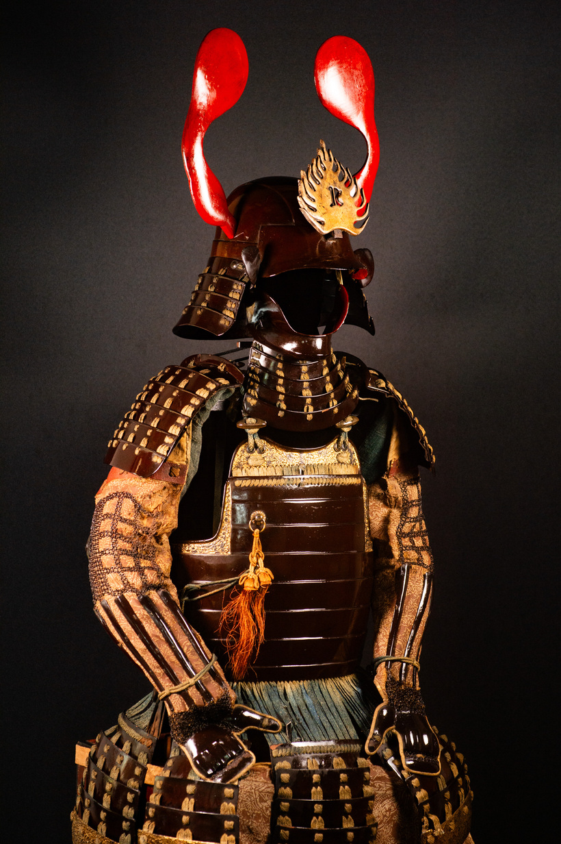 Edo Samurai Armor with Red Kuwagata