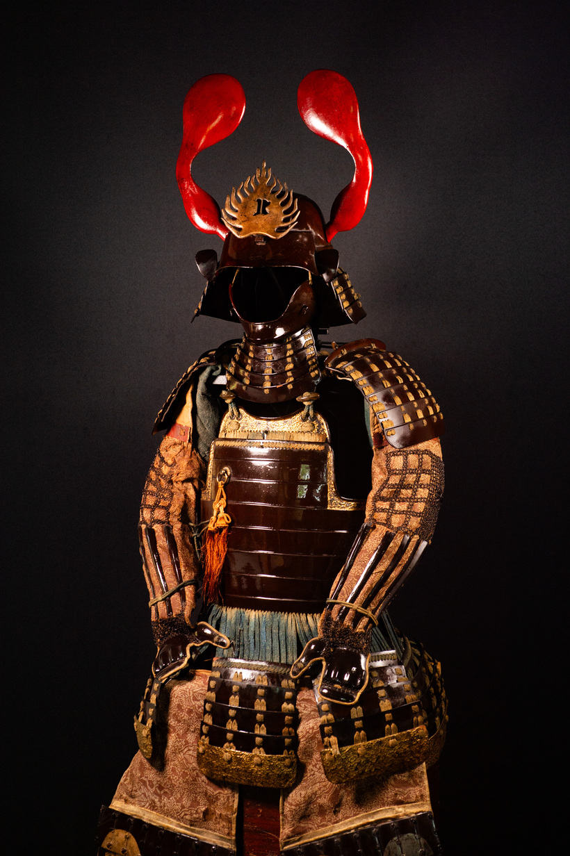 Edo Samurai Armor with Red Kuwagata