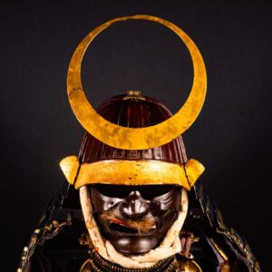 Edo period samurai Kabuto with crescent moon crest