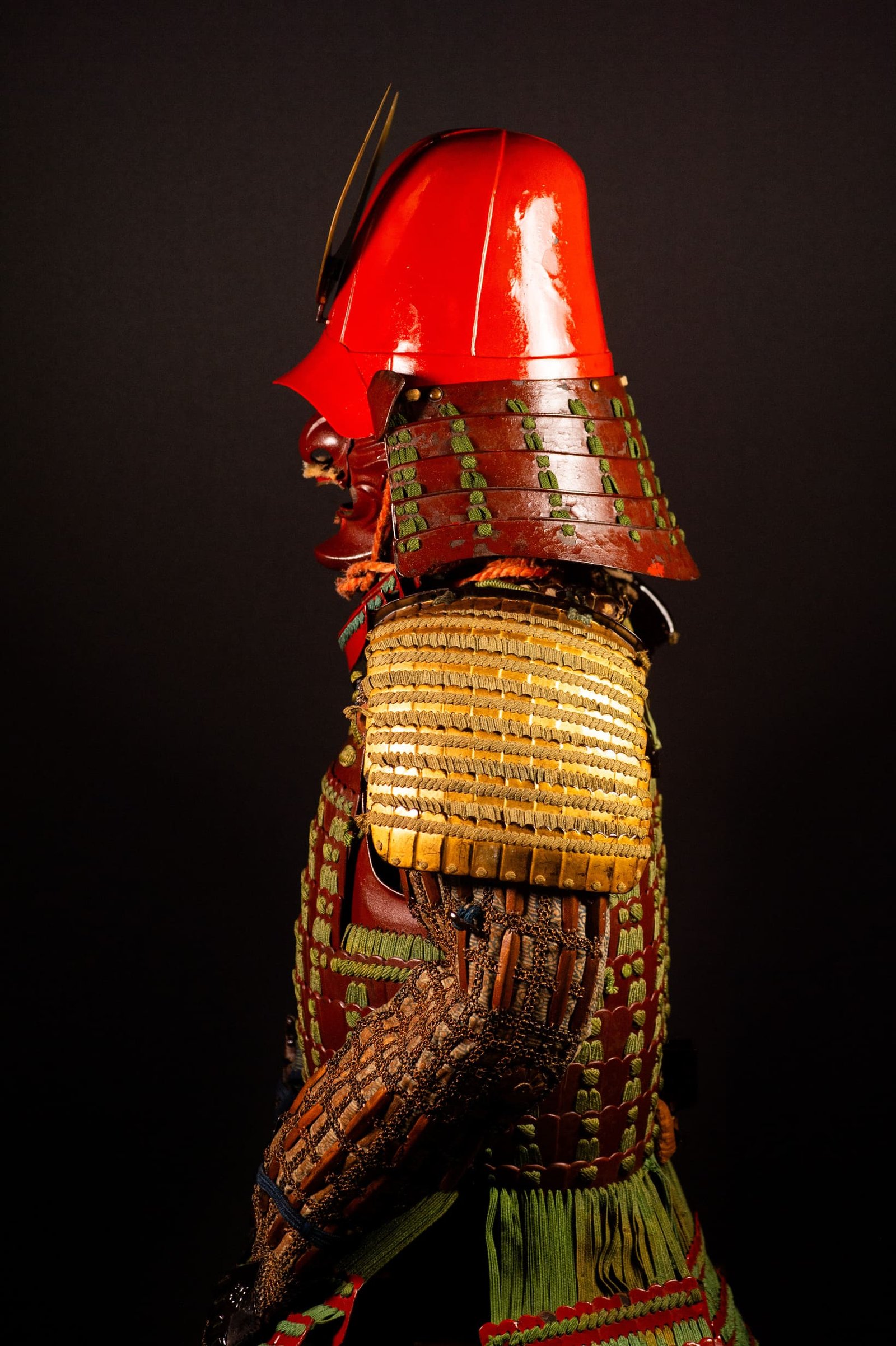 Certified Japanese Samurai Armor (Gusoku) – Red Lacquer Nimai-Dō and Moegi Lacing