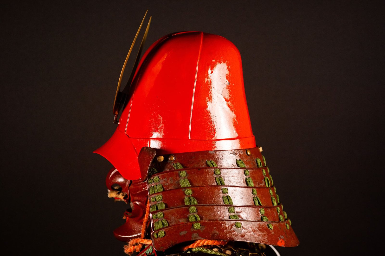 Certified Japanese Samurai Armor (Gusoku) – Red Lacquer Nimai-Dō and Moegi Lacing