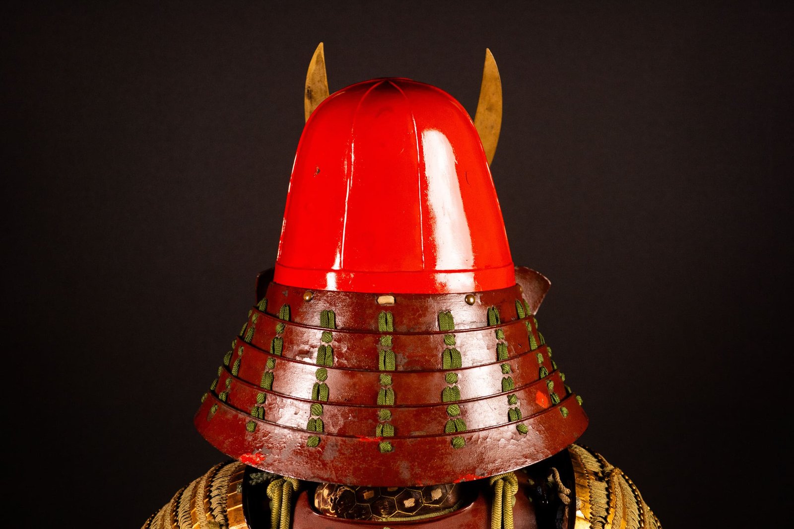 Certified Japanese Samurai Armor (Gusoku) – Red Lacquer Nimai-Dō and Moegi Lacing