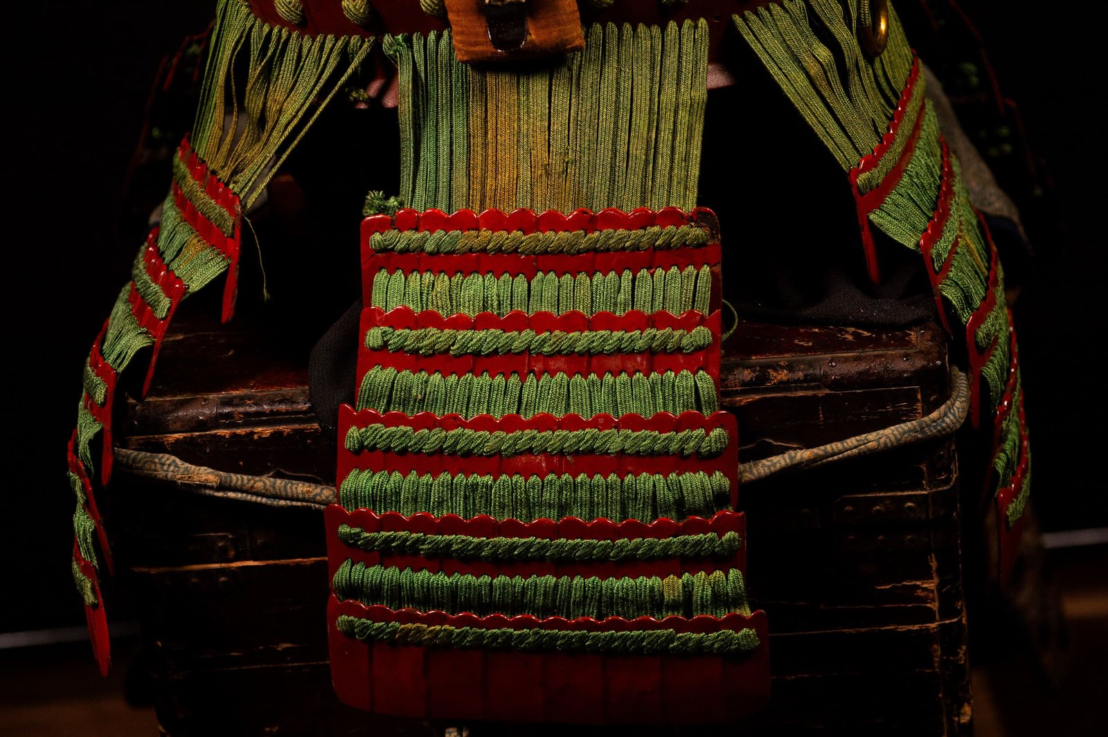 Certified Japanese Samurai Armor (Gusoku) – Red Lacquer Nimai-Dō and Moegi Lacing