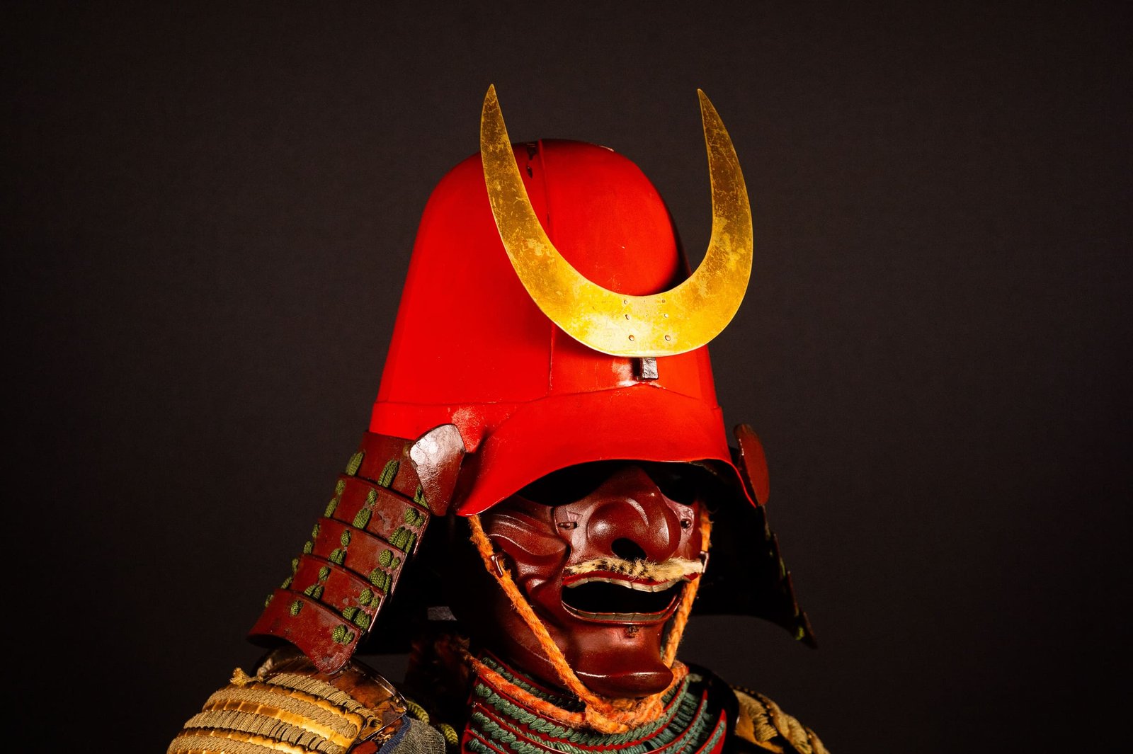 Certified Japanese Samurai Armor (Gusoku) – Red Lacquer Nimai-Dō and Moegi Lacing
