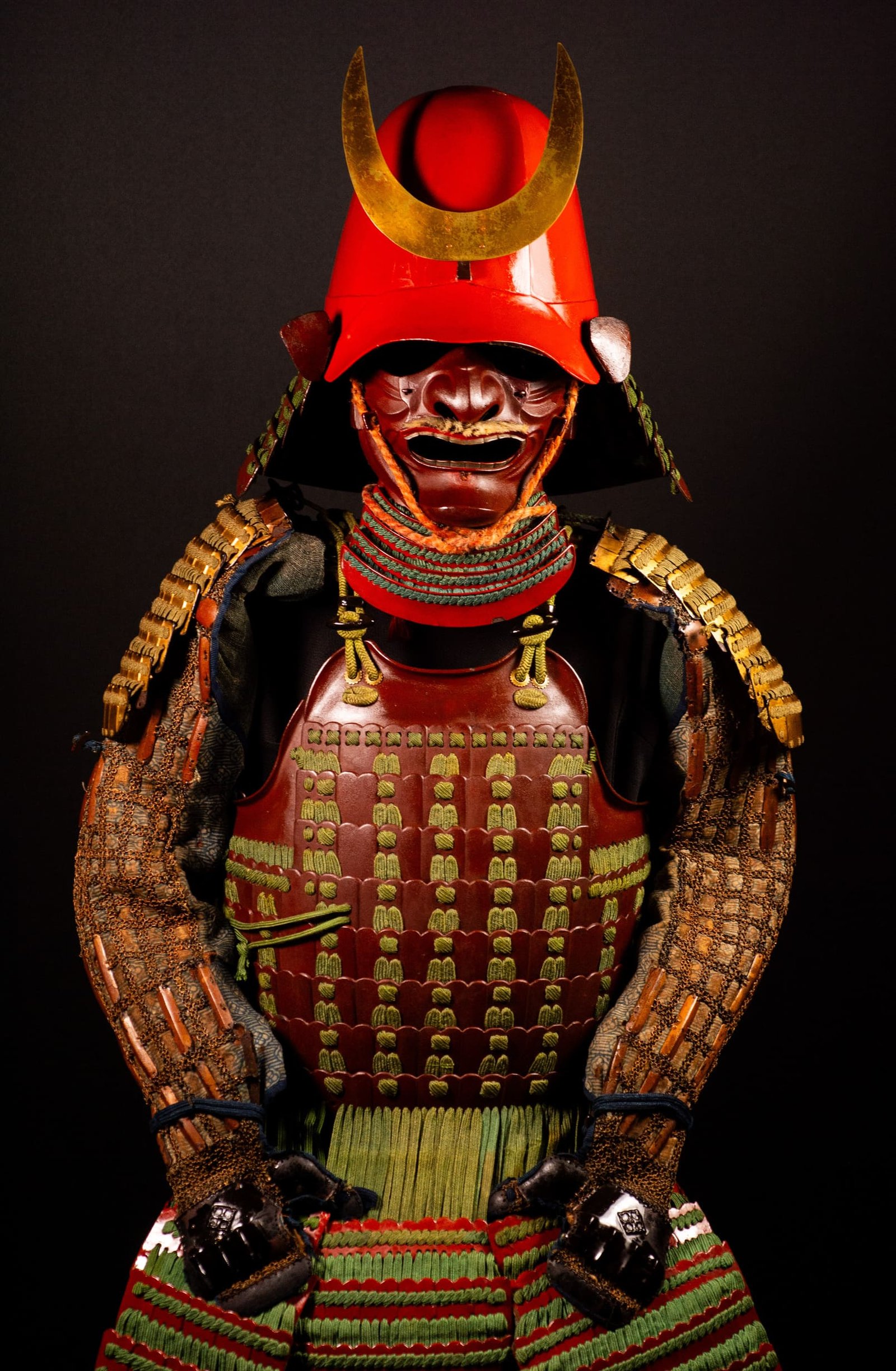 Certified Japanese Samurai Armor (Gusoku) – Red Lacquer Nimai-Dō and Moegi Lacing