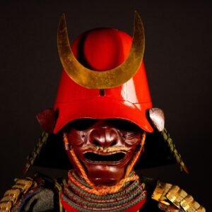 Armadura samurái japonesa certificada (gusoku) — Nimai-dō lacado rojo y cordones moegi | Principios del período Edo