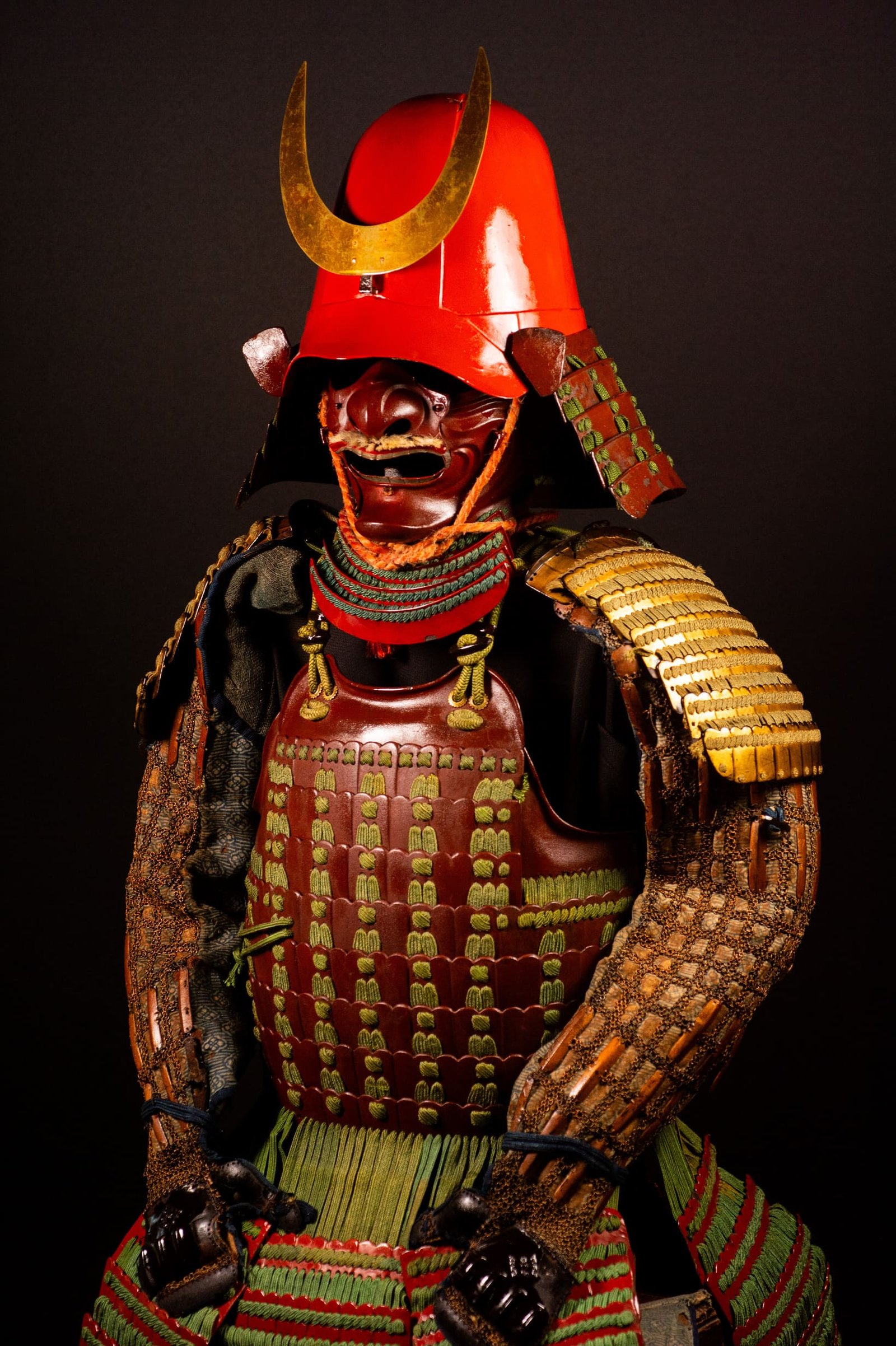 Certified Japanese Samurai Armor (Gusoku) – Red Lacquer Nimai-Dō and Moegi Lacing