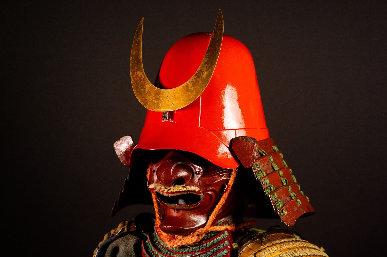 Certified Japanese Samurai Armor (Gusoku) – Red Lacquer Nimai-Dō and Moegi Lacing