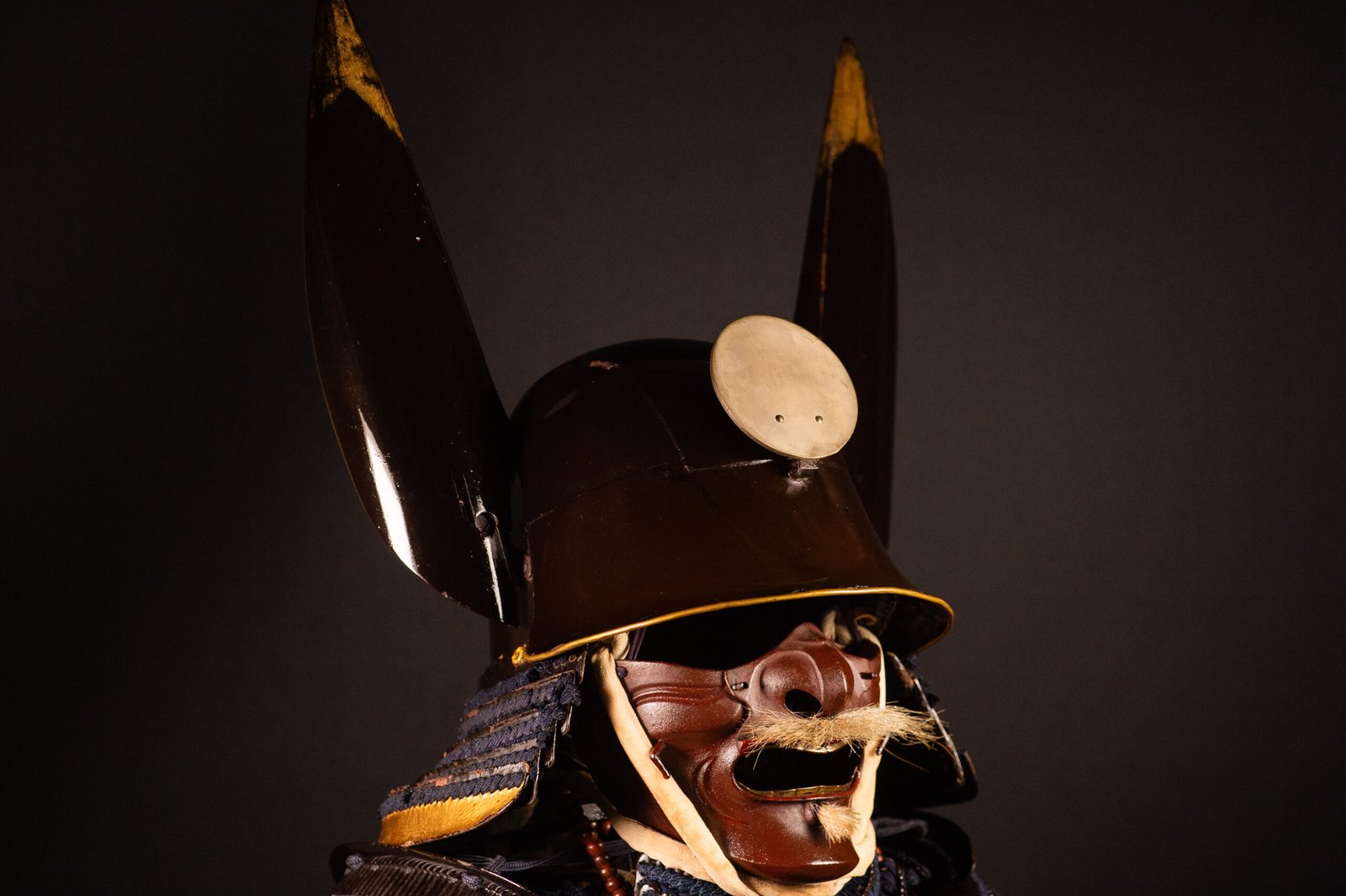 Complete Japanese Samurai Armor Gusoku – Black Lacquer and Navy - Blue Lacing