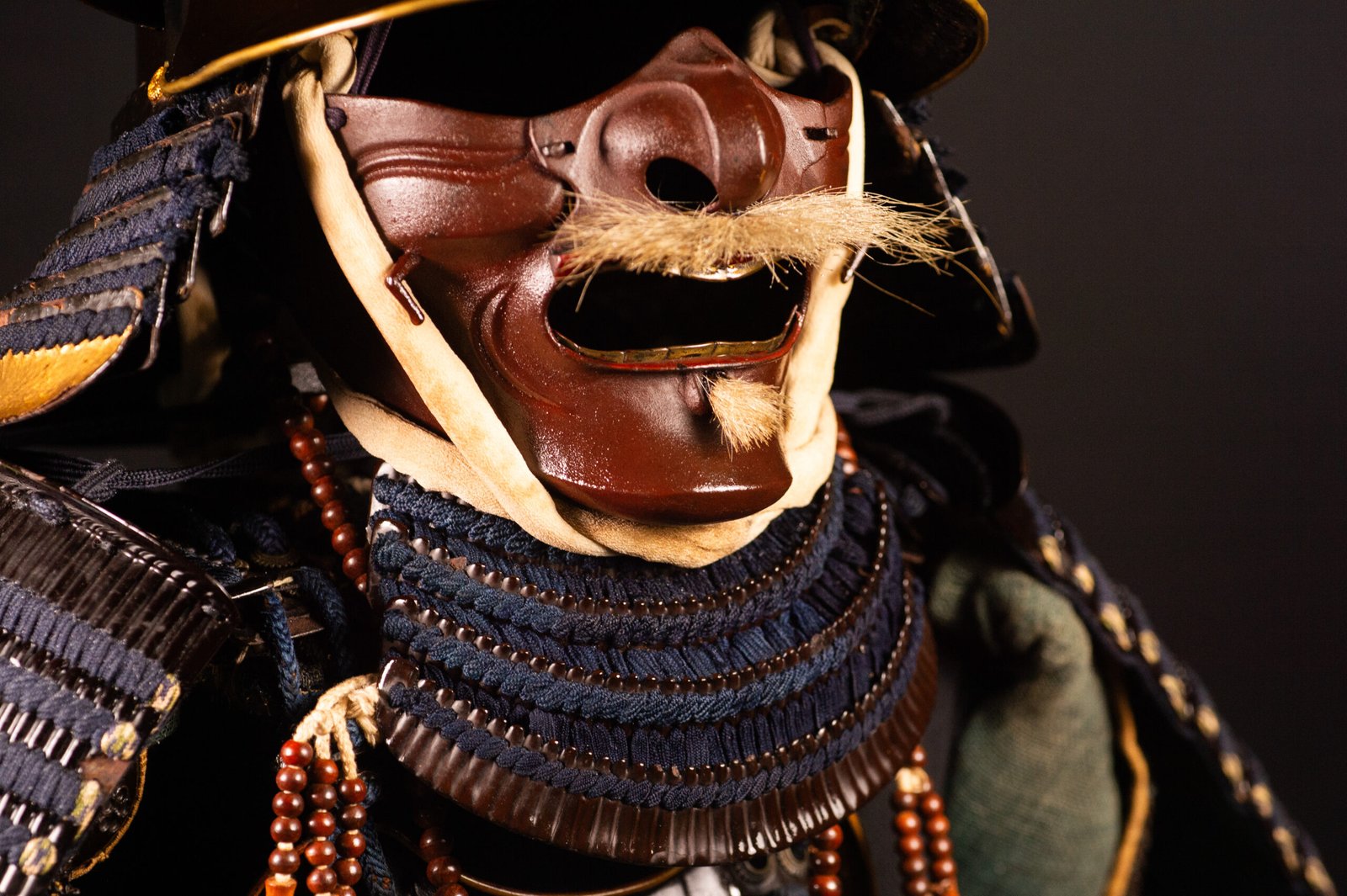 Complete Japanese Samurai Armor Gusoku – Black Lacquer and Navy - Blue Lacing