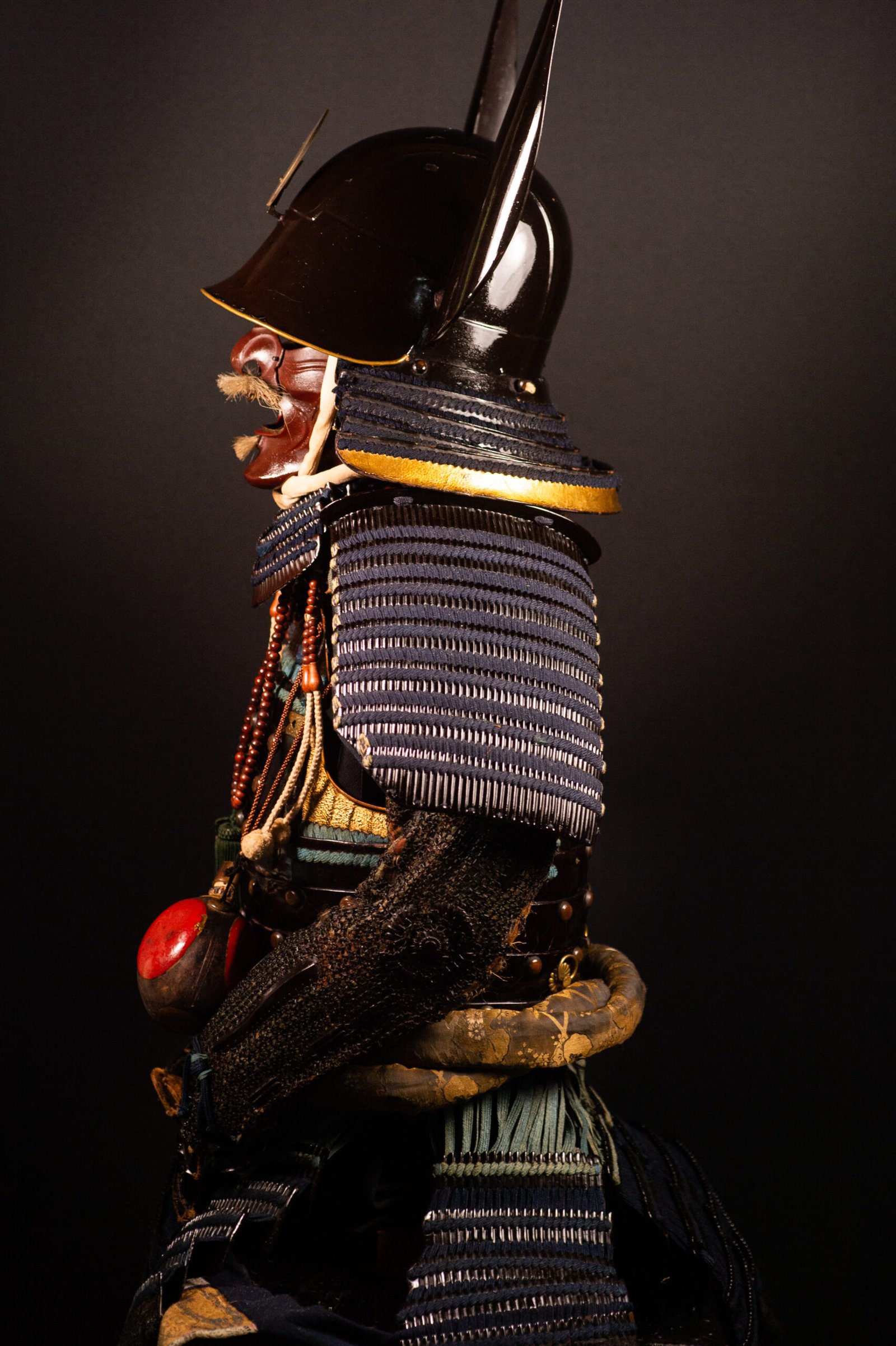 Complete Japanese Samurai Armor Gusoku – Black Lacquer and Navy - Blue Lacing