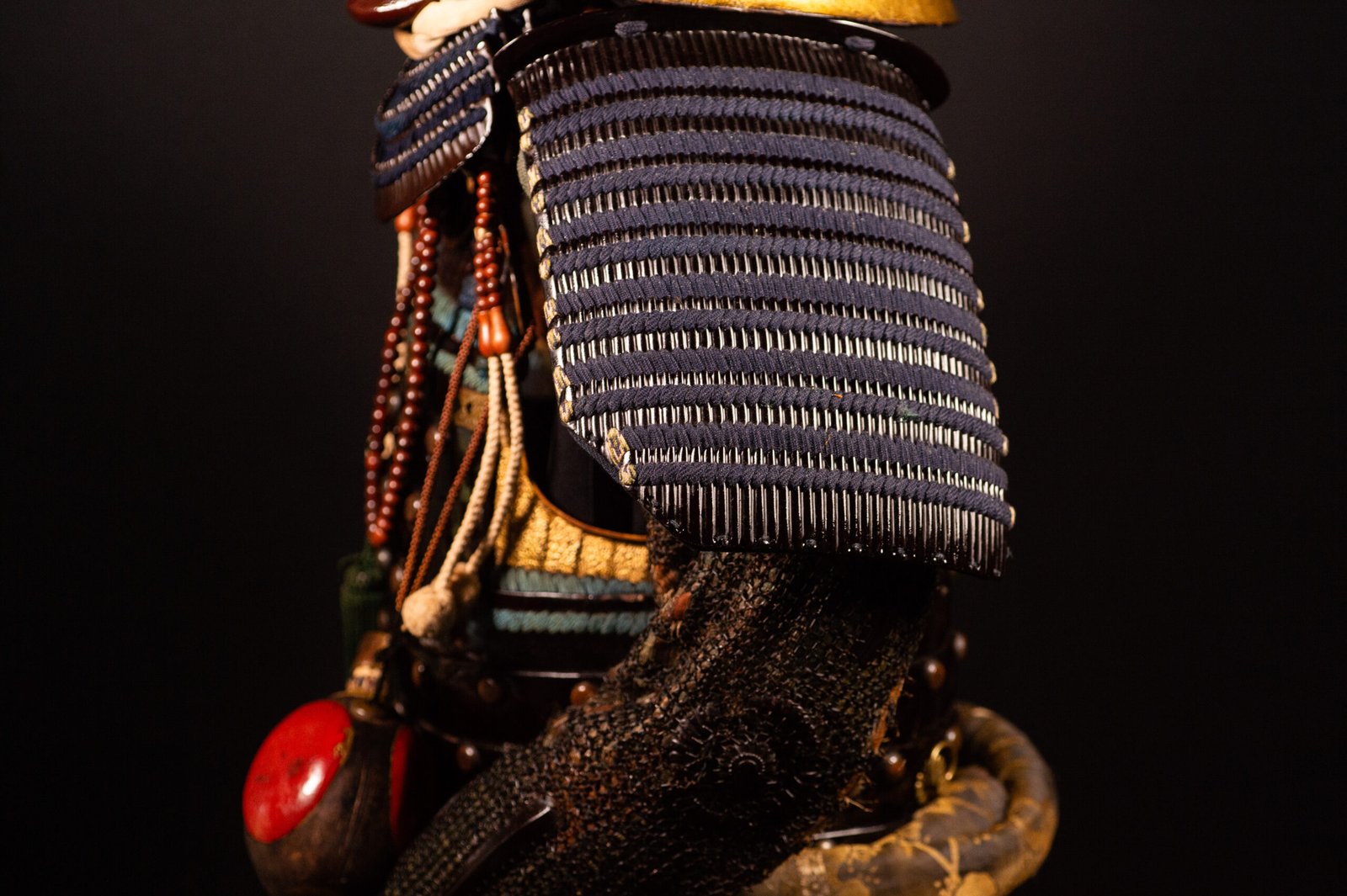 Complete Japanese Samurai Armor Gusoku – Black Lacquer and Navy - Blue Lacing