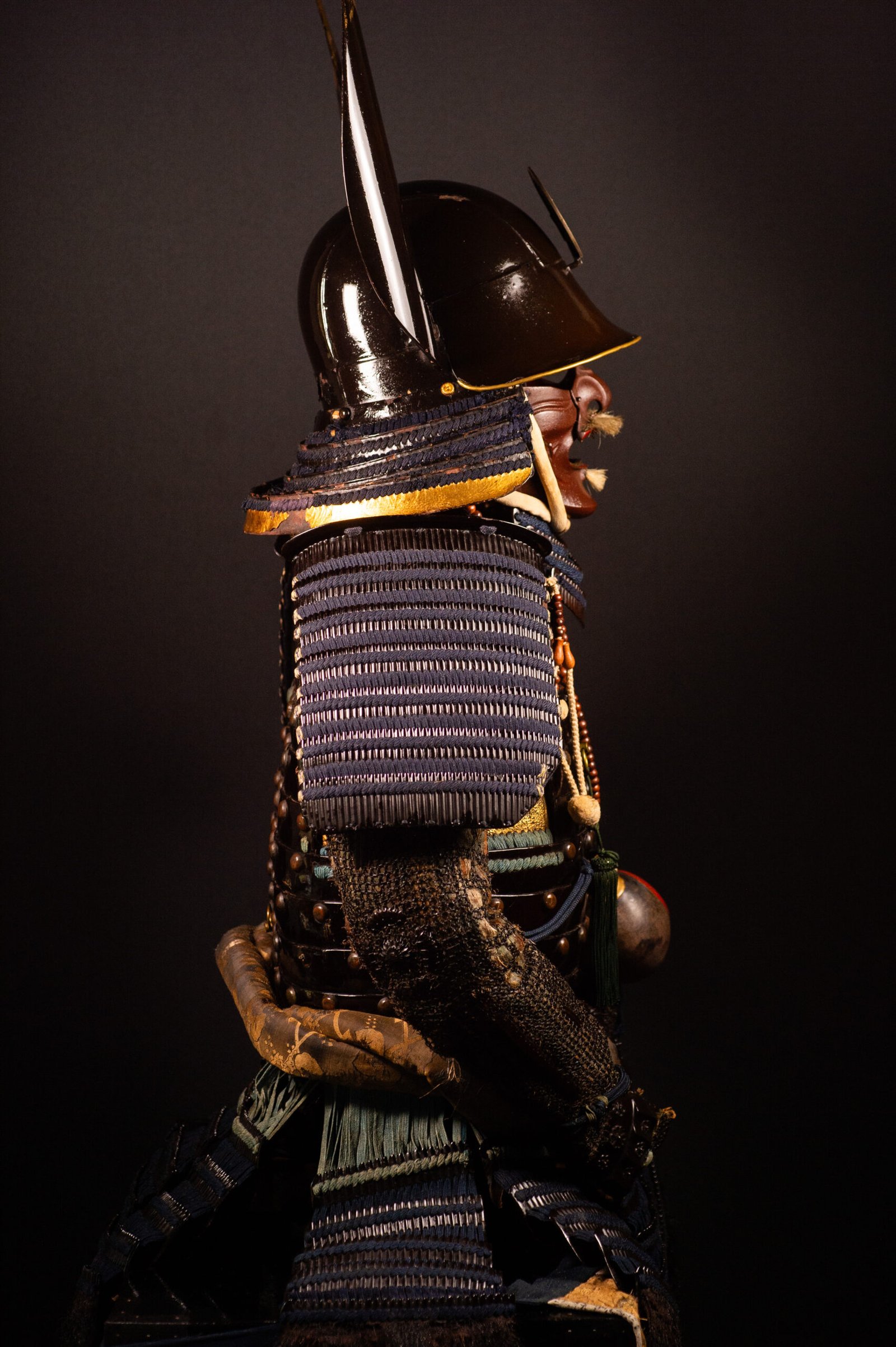 Complete Japanese Samurai Armor Gusoku – Black Lacquer and Navy - Blue Lacing