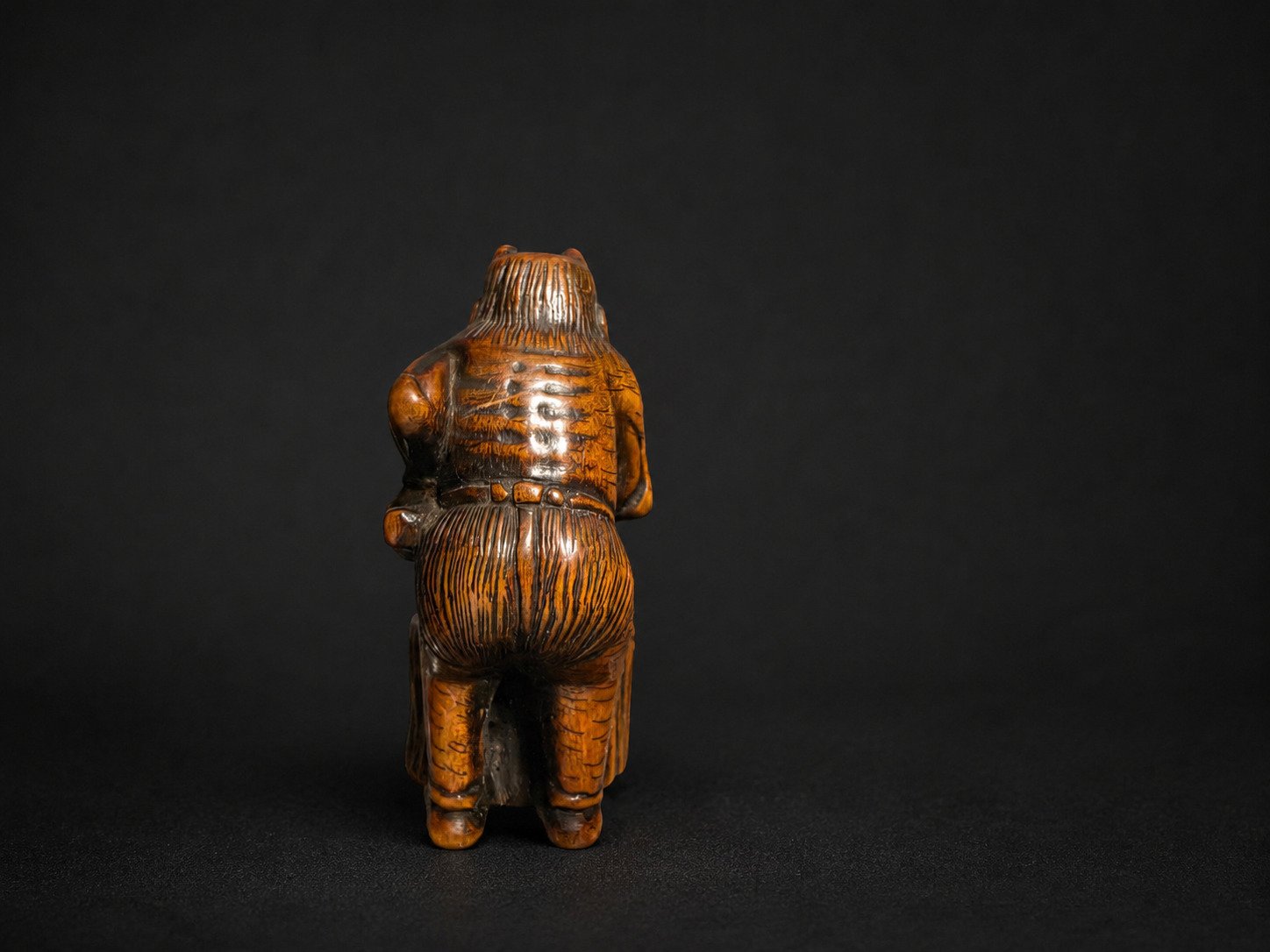 Edo Boxwood Netsuke Oni with Usu and Kine