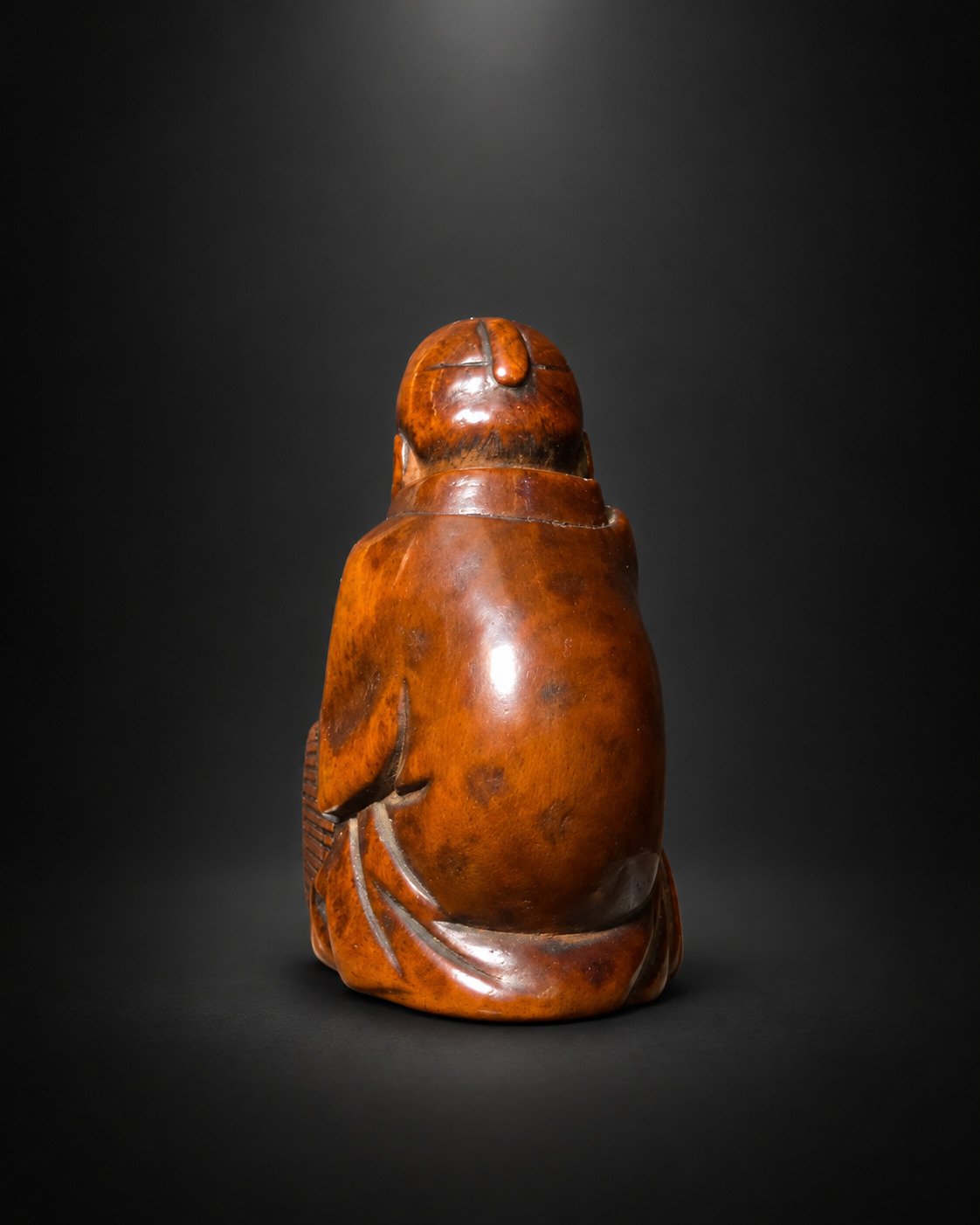 Edo Period Boxwood Netsuke of a Calligrapher