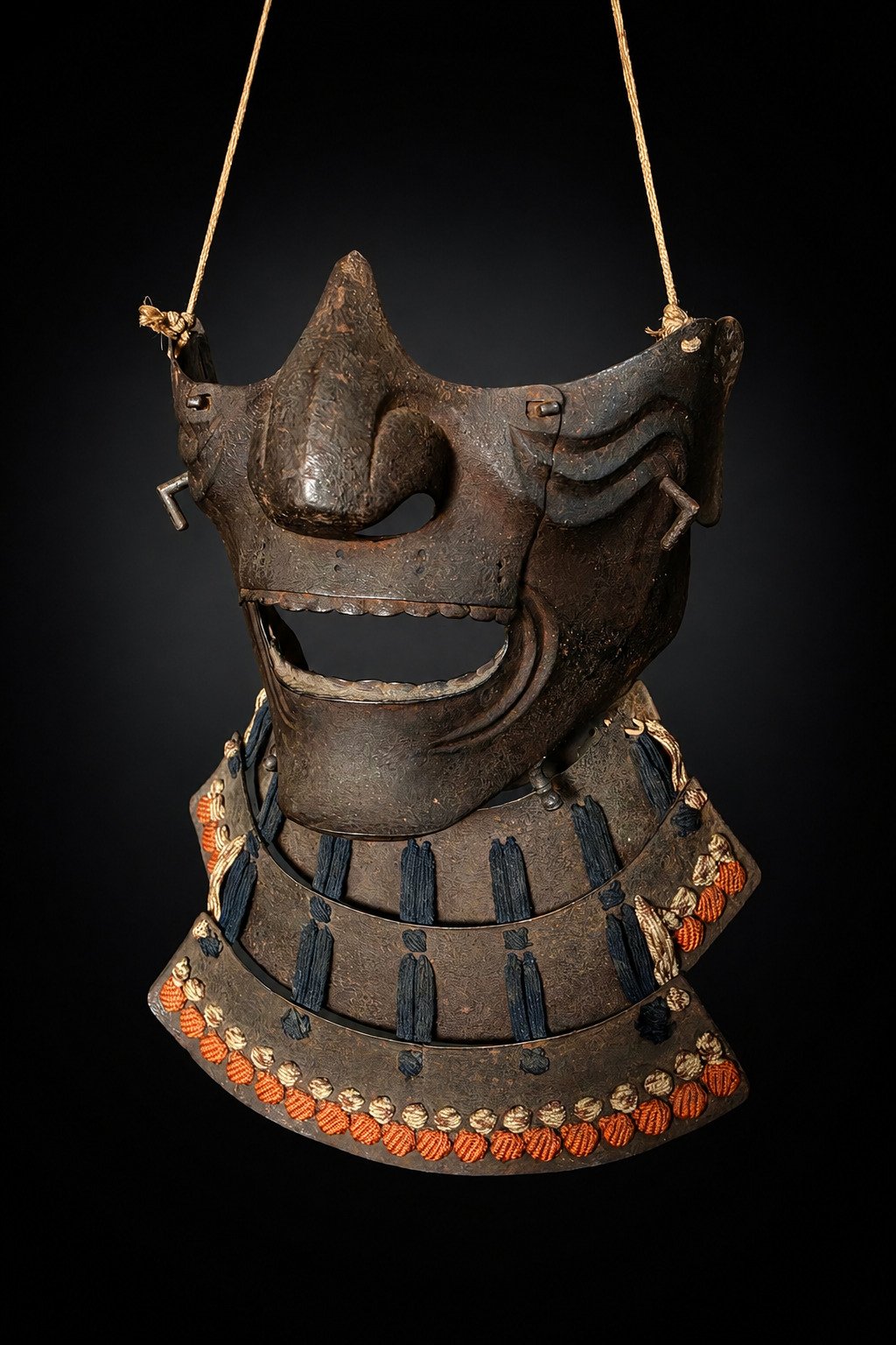 Edo Period Iron Mempō with Yodare-kake | Supein Nihonto