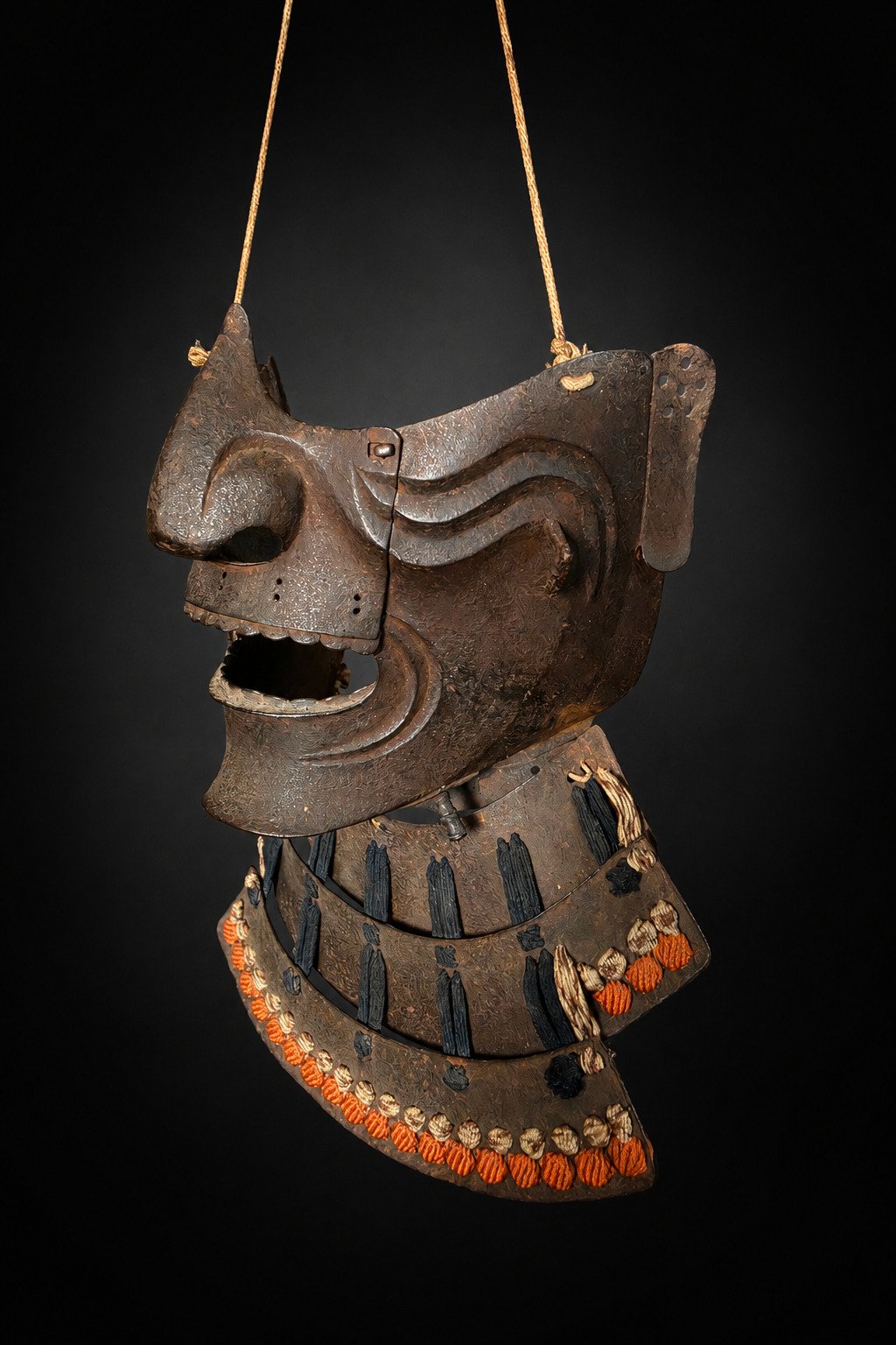 Edo Period Iron Mempō with Yodare-kake | Supein Nihonto