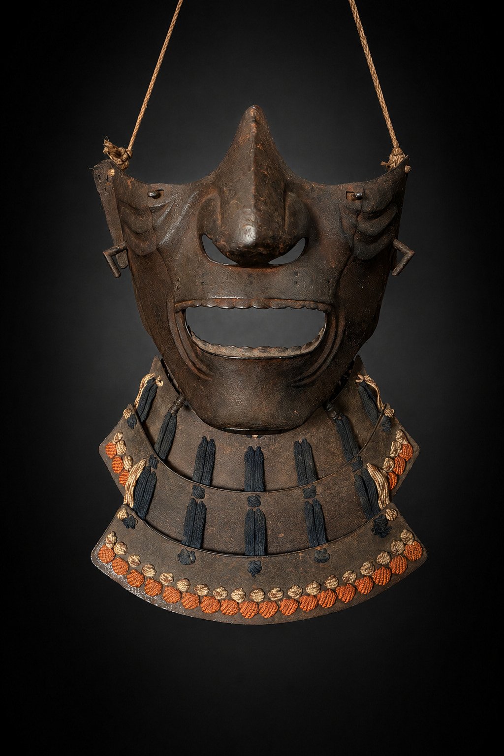 Edo Period Iron Mempō with Yodare-kake | Supein Nihonto