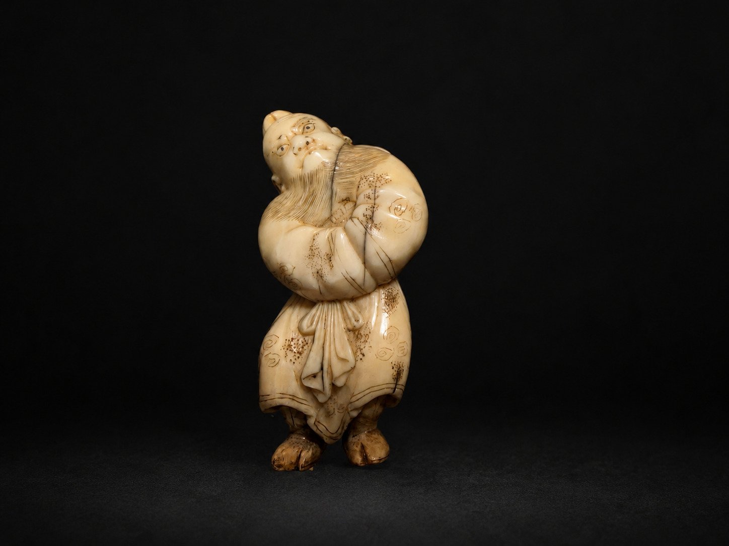 Edo Walrus Ivory Netsuke – Shoki Demon Queller