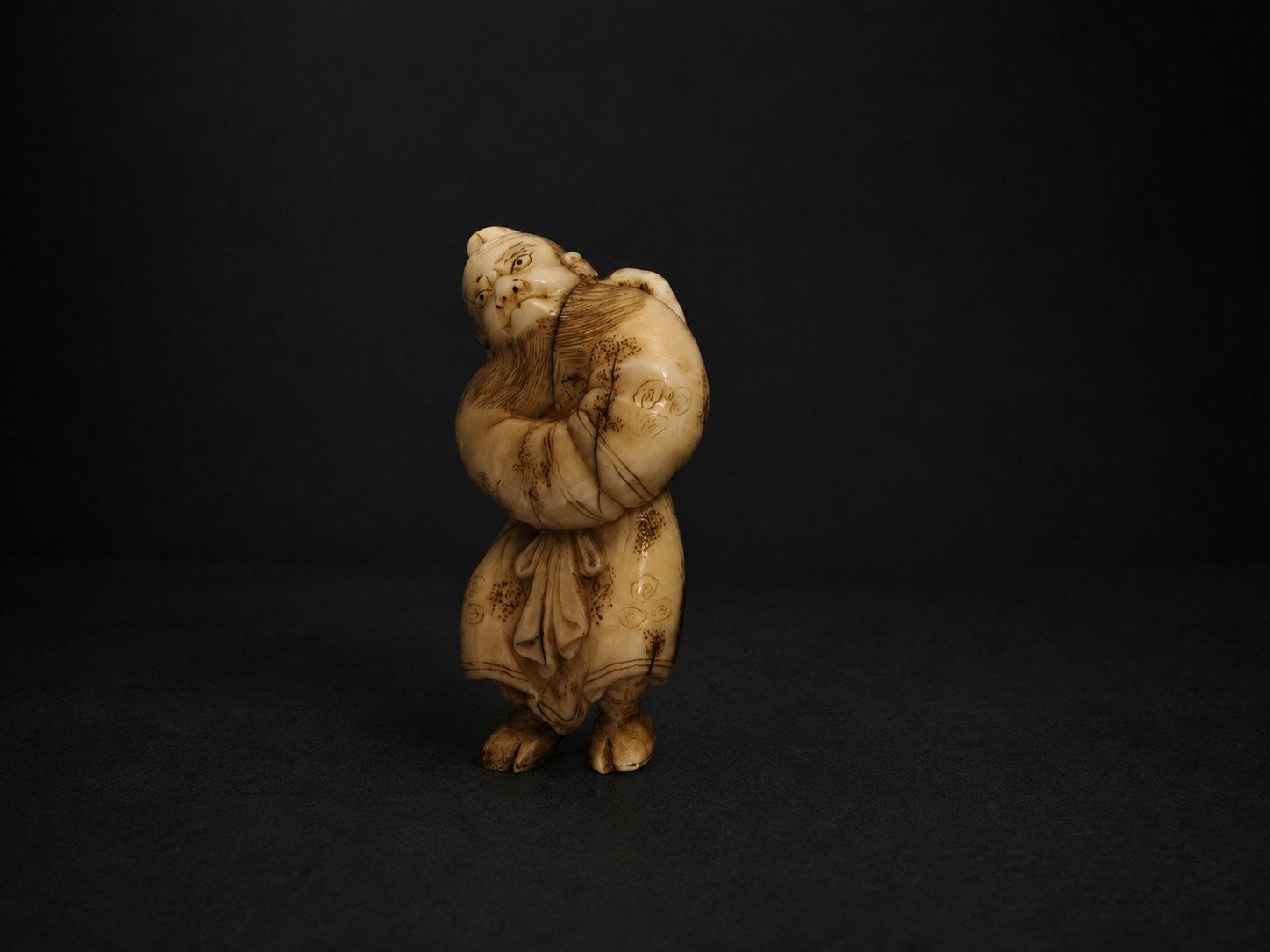 Edo Walrus Ivory Netsuke – Shoki Demon Queller