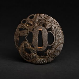 Tsuba Sukashi en fer – Dragon Ryū enroulé