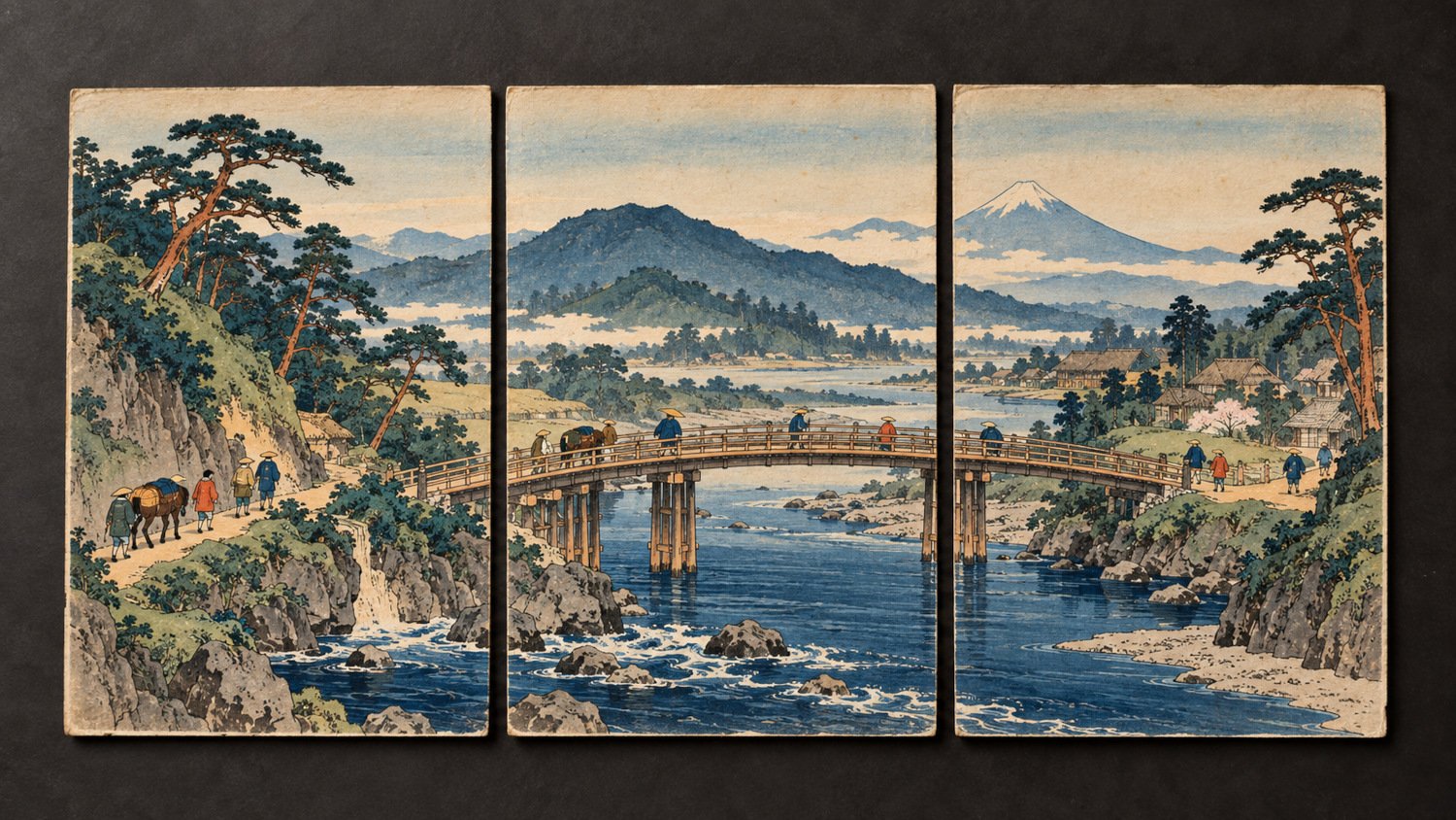 Japanese Woodblock Print Triptychs
