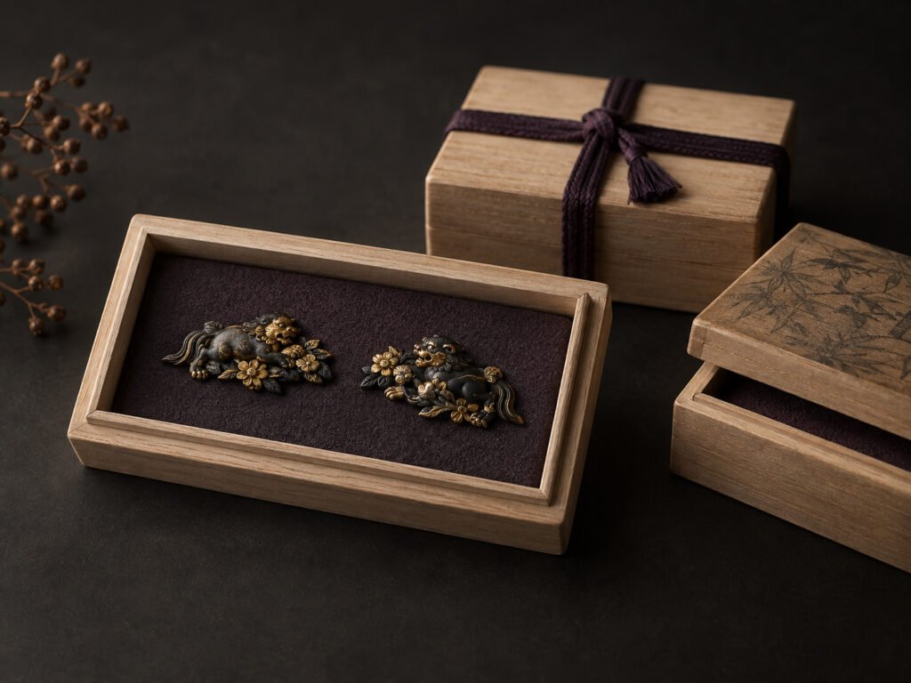 Menuki in storage boxes