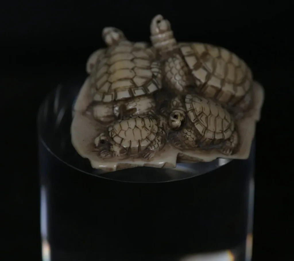 Netsuke turtle family ivory