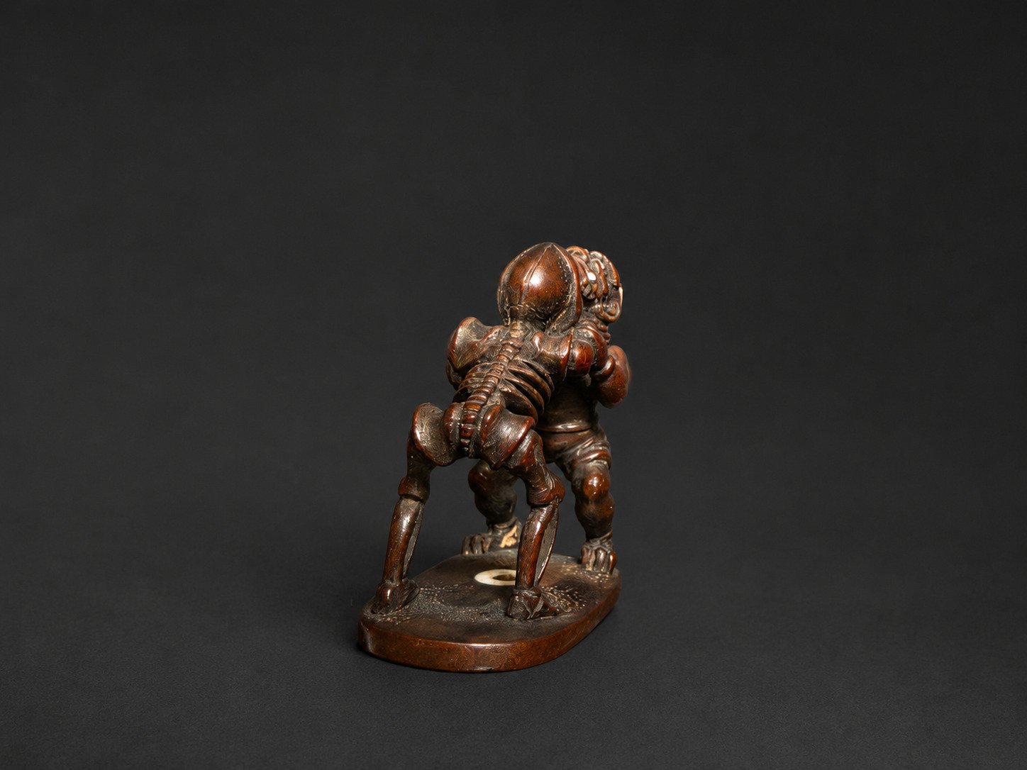 Oni vs Skeleton Sumo Netsuke with Ivory Inlay