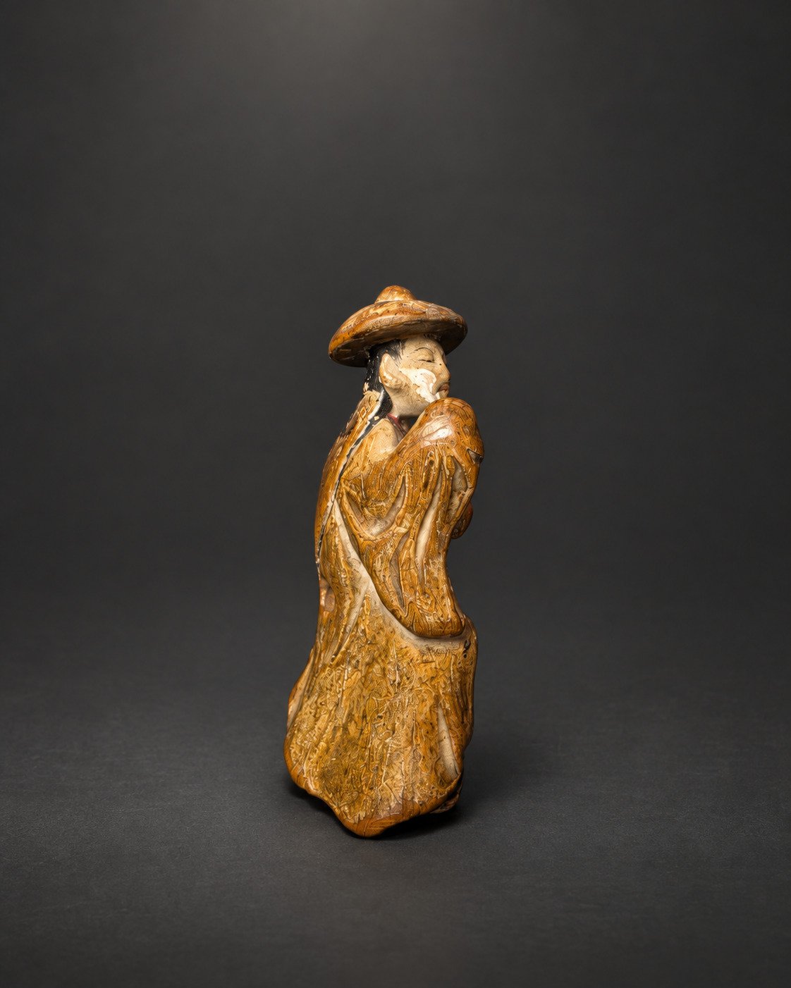 Saishiki Netsuke of Tokiwa Gozen with Her Three Sons