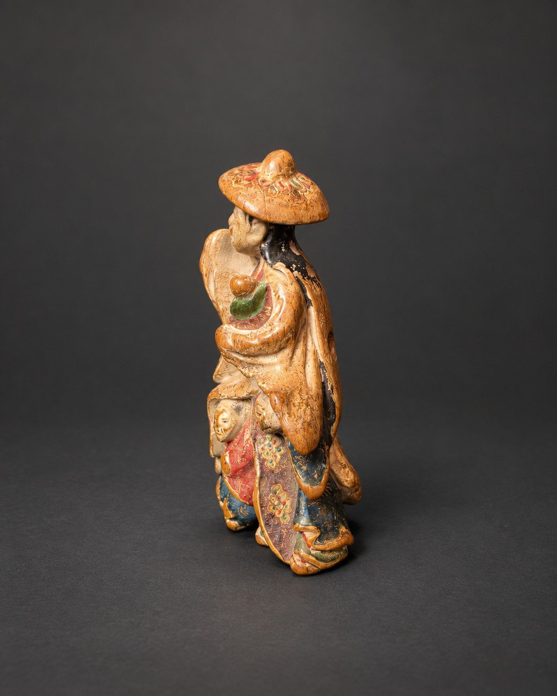 Saishiki Netsuke of Tokiwa Gozen with Her Three Sons