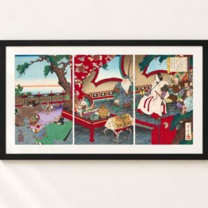 Toshikata Mizuno Ukiyo-e Triptych – Empress Jingū and Envoys in Korea