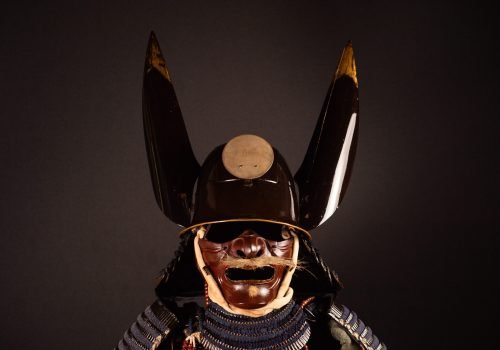 Complete Japanese Samurai Armor (Gusoku) – Black Lacquer and Navy-Blue Lacing | Mid-Edo Period