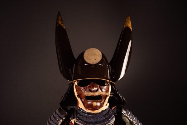 Complete Japanese Samurai Armor (Gusoku) – Black Lacquer and Navy-Blue Lacing | Mid-Edo Period