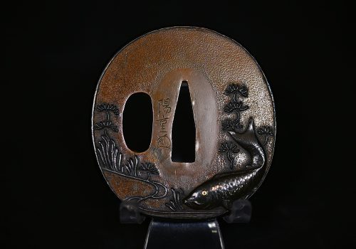 Marugata copper koi tsuba NBTHK hozon