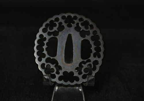 Kikugata shakudo openwork tsuba
