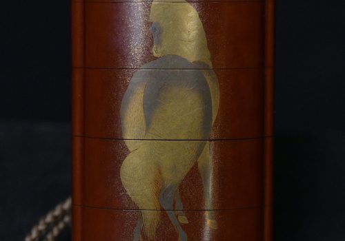 Inro Red lacquer horse